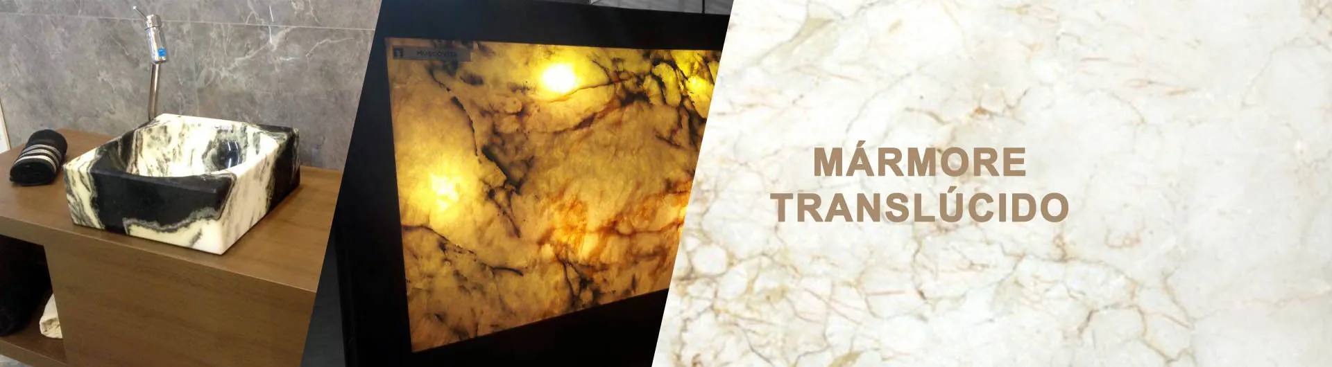 Mármore translúcido: cubas e painéis iluminados