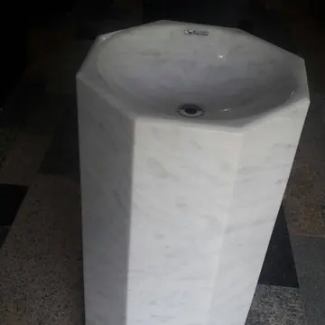 Coluna de lavatório em mármore branco - Marmoraria Ita